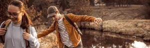 Happy-teens-outside-walking