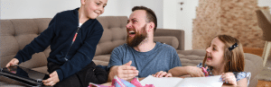 Dad-kids-tablet-away-colouring